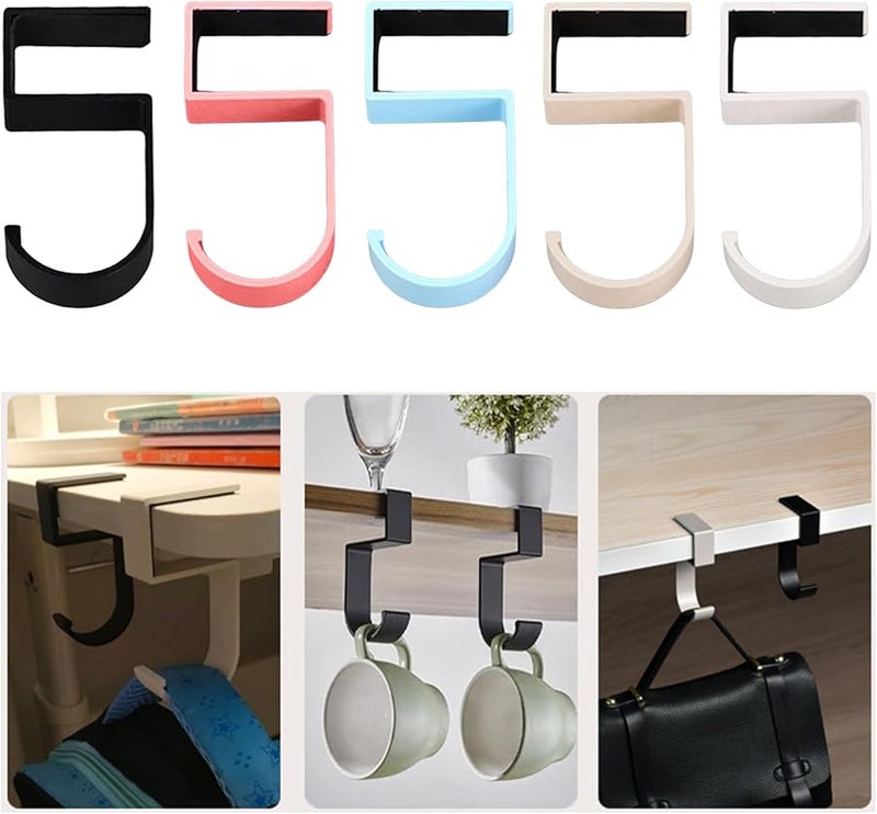 5 Shape Sturdy Metal Hook For Student Bags Wall Attachment Black White Double Tone - Image 2